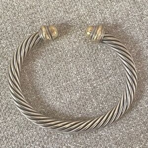 David Yurman Classic Cable Sterling Silver and 14k Bracelet, 7mm